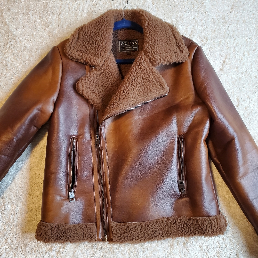 Guess faux leather fleece line jacket